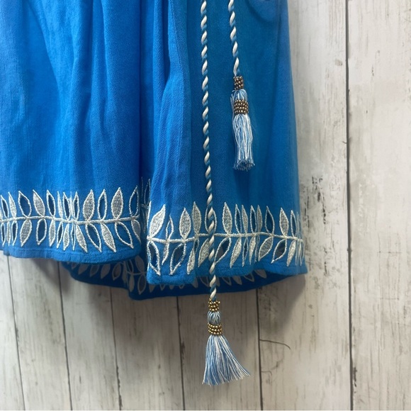 RahiCali Daisy Off-The-Shoulder Embroidered with Tassels Ties Dress Small NWT - Picture 4 of 9